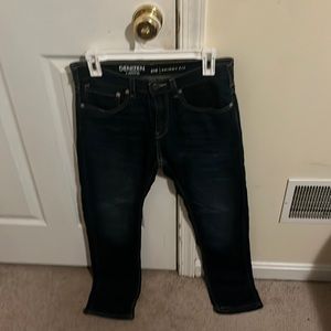 A very nice pair of dark blue jeans